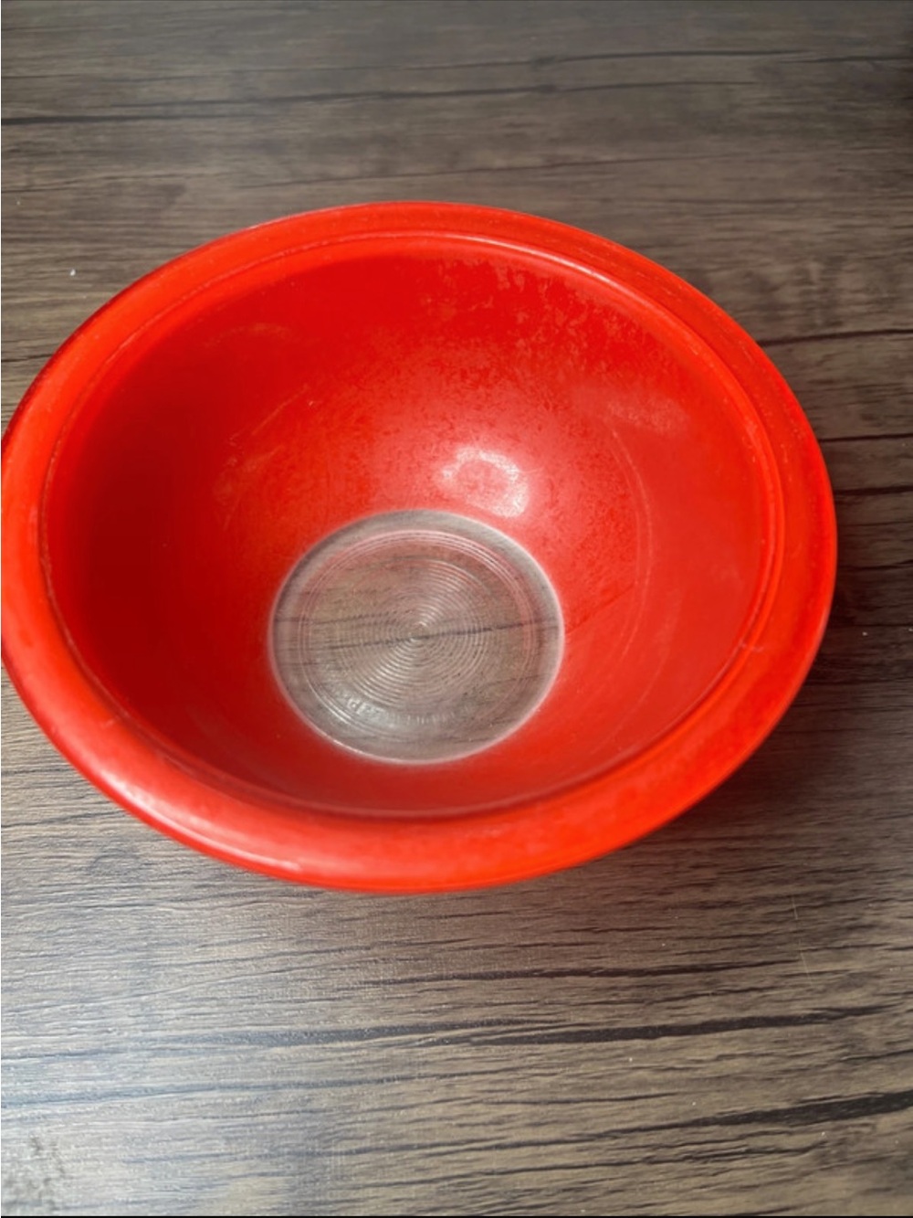 Pyrex red clear bottom Mixing Bowl
